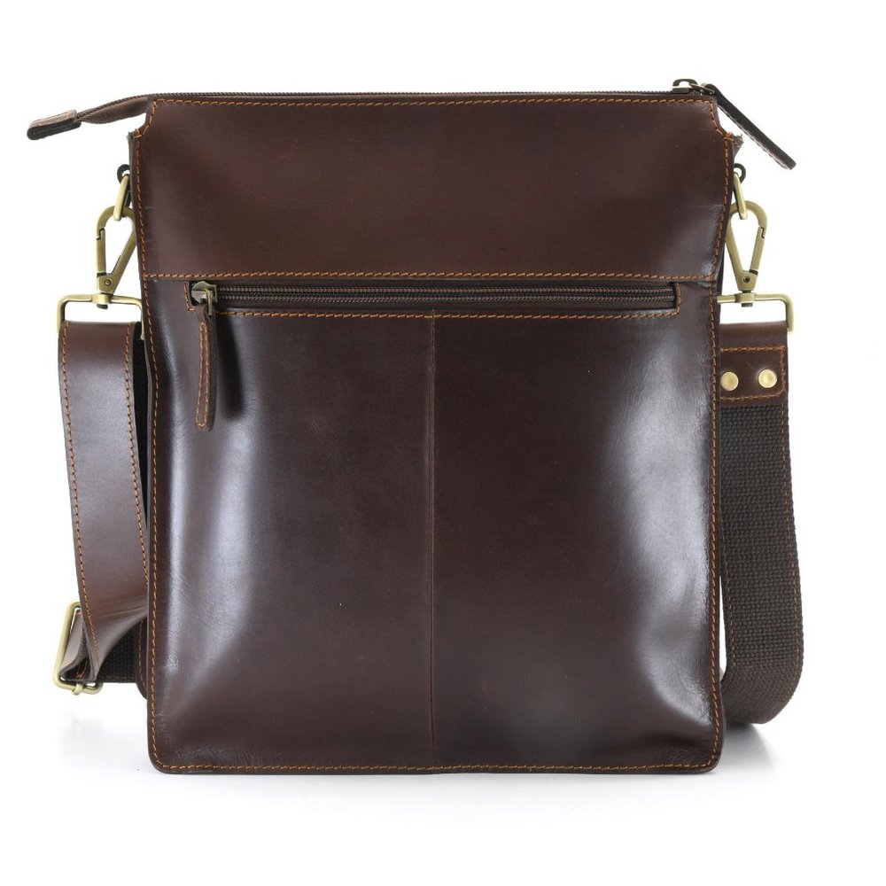 392002 Tall Messenger Bag in Dark Brown Leather - Picture 2 of 5